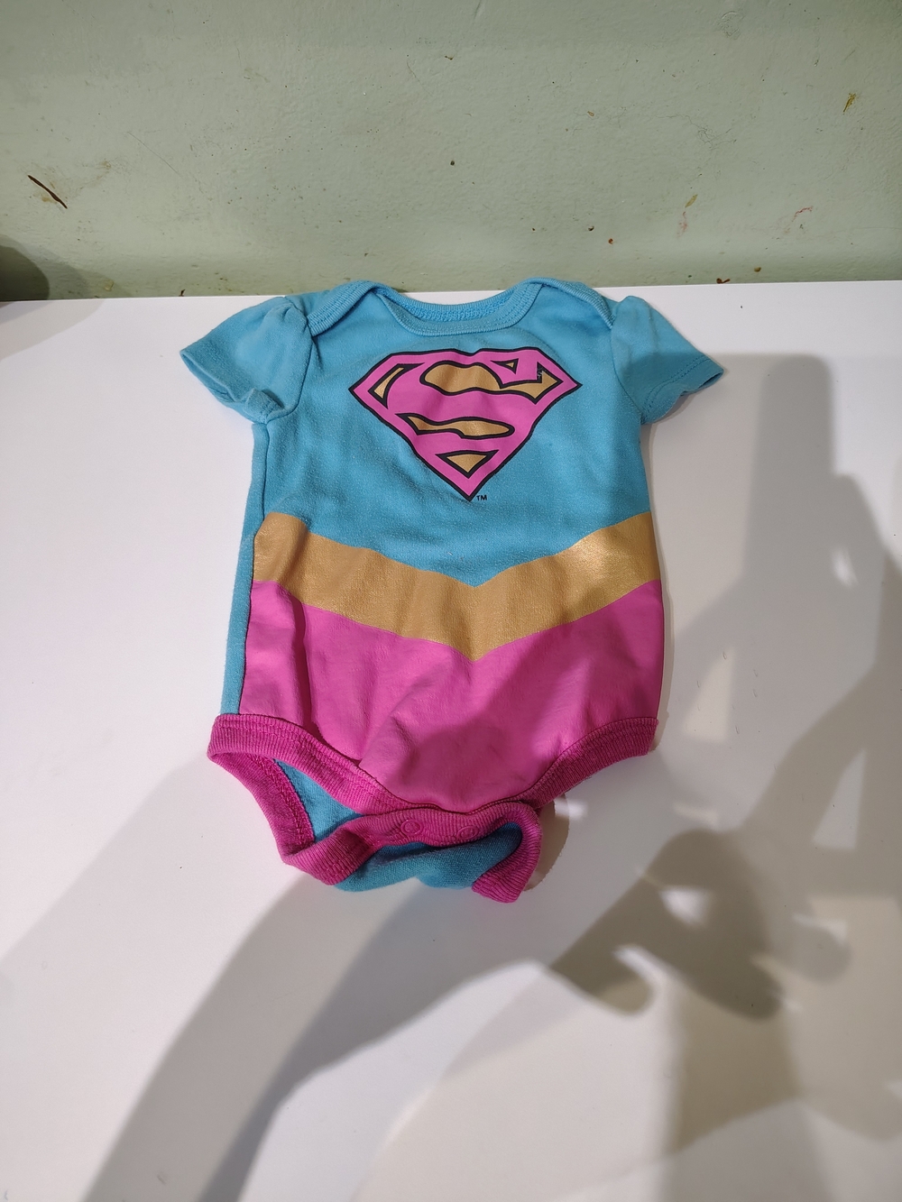 DC Comics Supergirl Baby Girl Short Sleeve Costume Bodysuit Size 3-6 Months Blue
